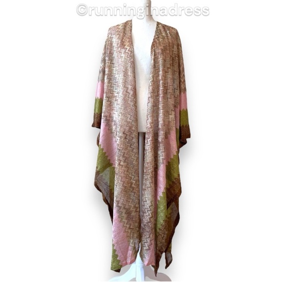 NWOT Free People Cairo Shimmer Chevron Kimono Size One Size In Color Multi - Picture 4 of 12